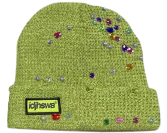 "IDJHSWA" RHINESTONE BEANIE