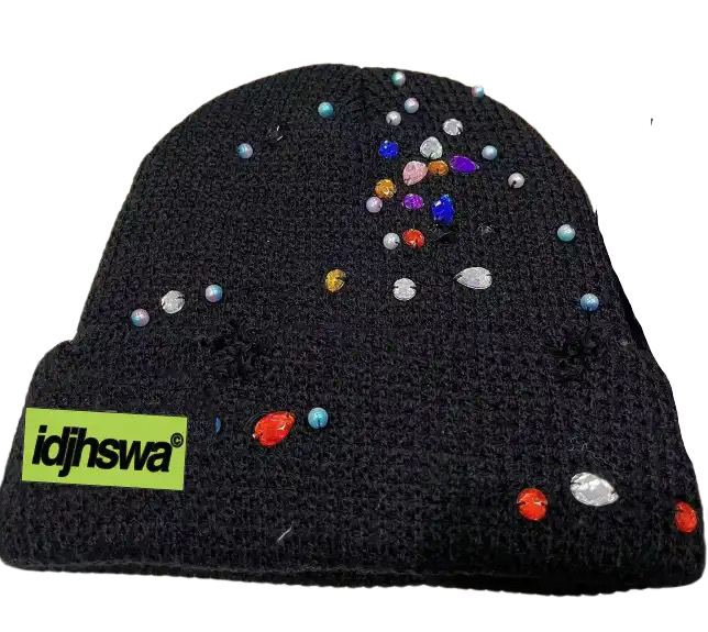 "IDJHSWA" RHINESTONE BEANIE