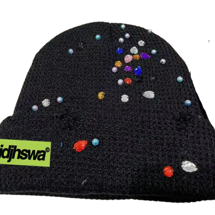 "IDJHSWA" RHINESTONE BEANIE