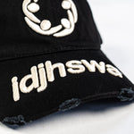 IDJHSWA® Classic Distressed Cap in Black/Crème