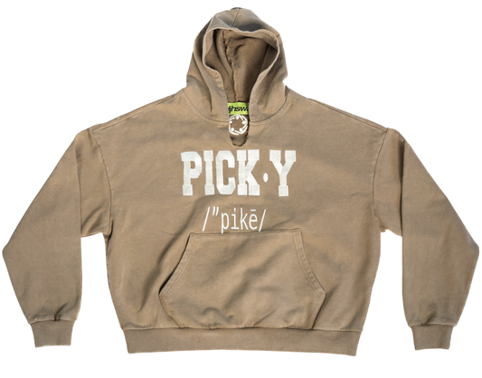 "Definition of PICK•Y" Heavyweight Hoodie in Tan
